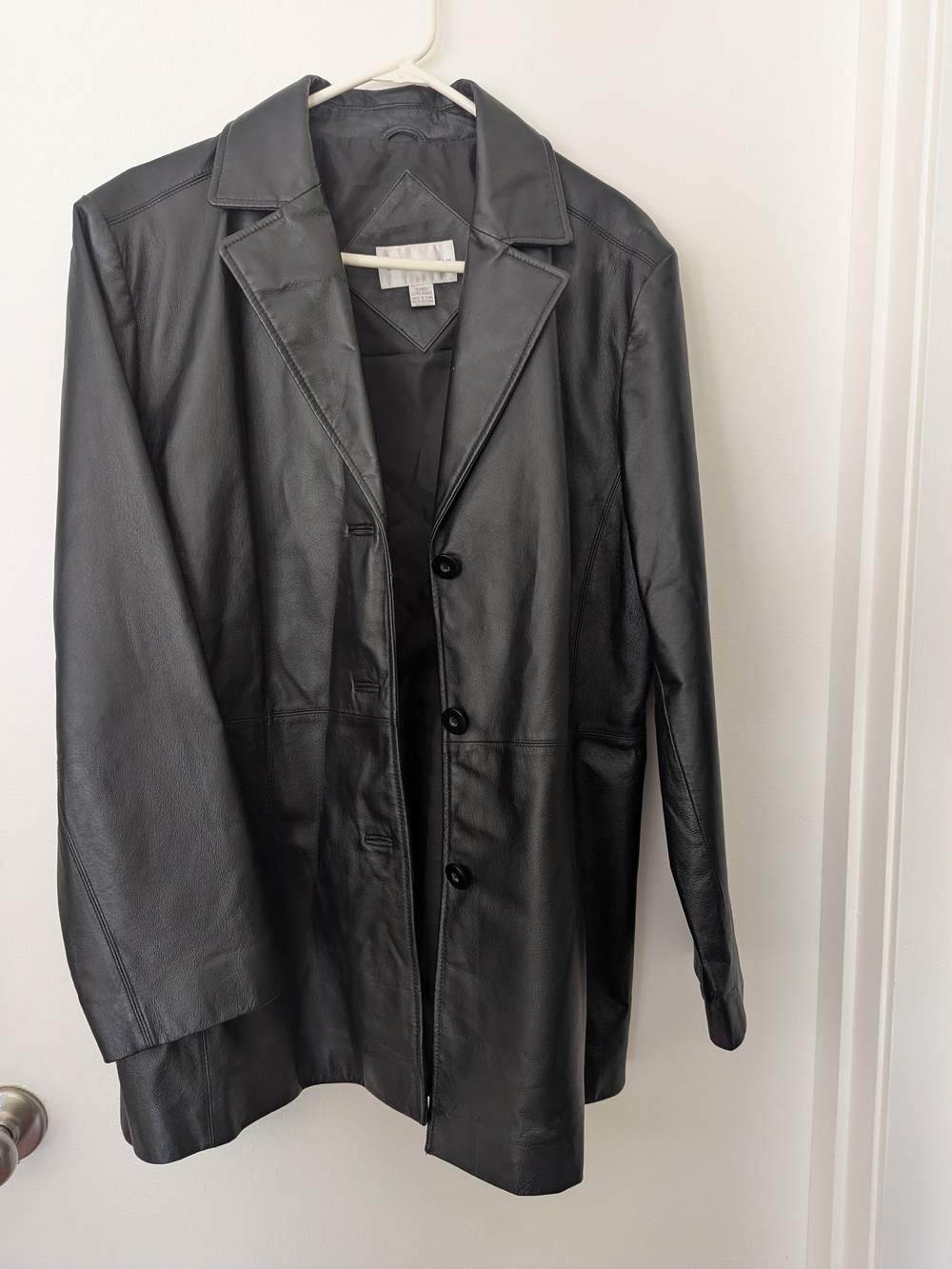 Worthington Black Leather Button-Front Blazer Jacket